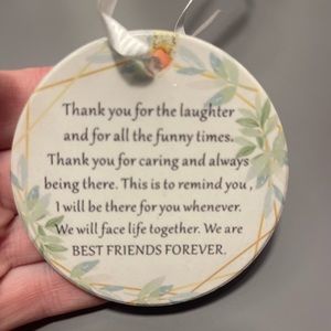 Handmade ceramic holiday ornament.